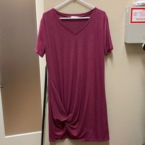 Locryz Women's Twist Knot Tshirt Dresses Casual V Neck Short Sleeve Knot Dress